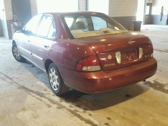 3N1CB51D72L629351 - 2002 NISSAN SENTRA XE BURGUNDY photo 3