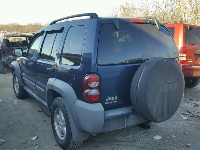 1J4GL48K95W518822 - 2005 JEEP LIBERTY SP BLUE photo 3