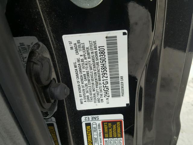 2HGFG12958H503801 - 2008 HONDA CIVIC EXL Qara foto 10