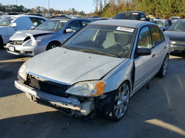 1HGES15581L026101 - 2001 HONDA CIVIC LX SILVER photo 2