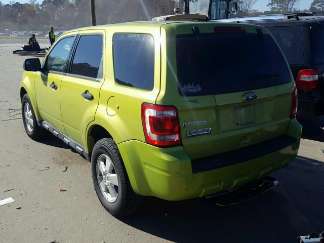 1FMCU0C70CKB63195 - 2012 FORD ESCAPE XLS GREEN photo 3