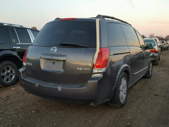 5N1BV28U34N309821 - 2004 NISSAN QUEST S GRAY photo 4