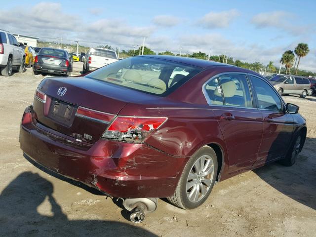 1HGCP2F77BA150758 - 2011 HONDA ACCORD EX MAROON photo 4