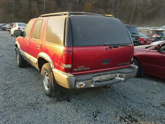 1GNDT13W9Y2317278 - 2000 CHEVROLET BLAZER BURGUNDY photo 3