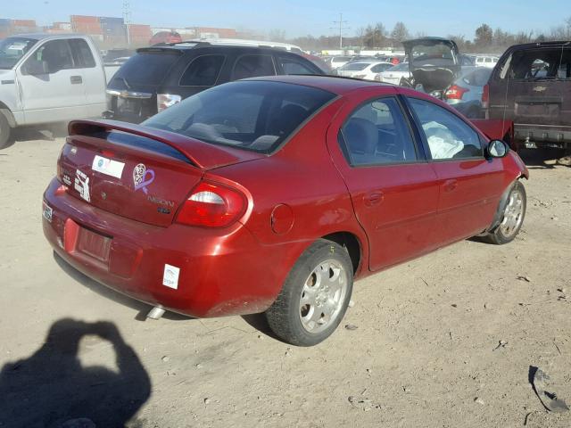 1B3ES56C13D127711 - 2003 DODGE NEON SXT RED photo 4