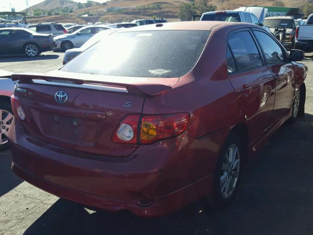 1NXBU40E89Z025665 - 2009 TOYOTA COROLLA BA RED photo 4