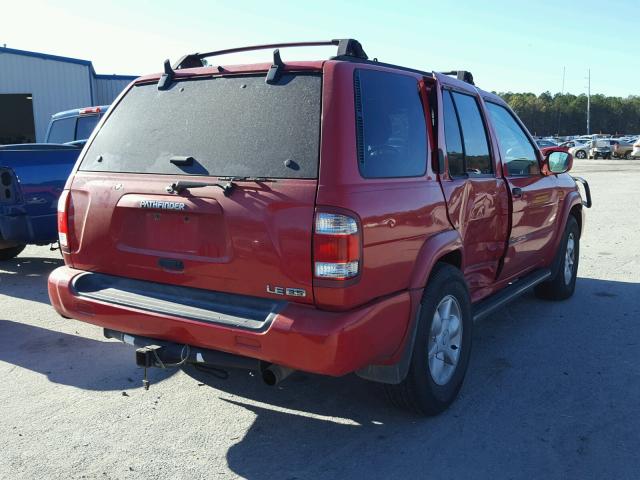 JN8DR09X01W563558 - 2001 NISSAN PATHFINDER RED photo 4