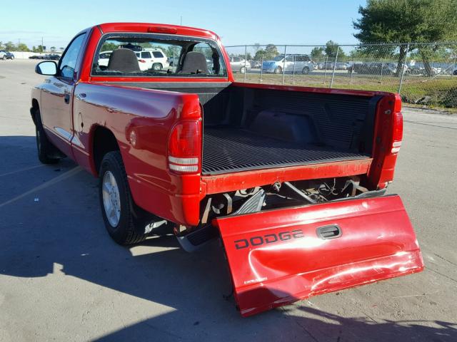 1B7FL26X21S132510 - 2001 DODGE DAKOTA RED photo 3