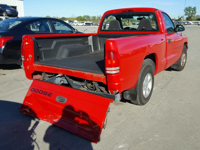 1B7FL26X21S132510 - 2001 DODGE DAKOTA RED photo 4