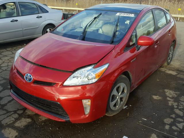 JTDKN3DU5D5691303 - 2013 TOYOTA PRIUS RED photo 2