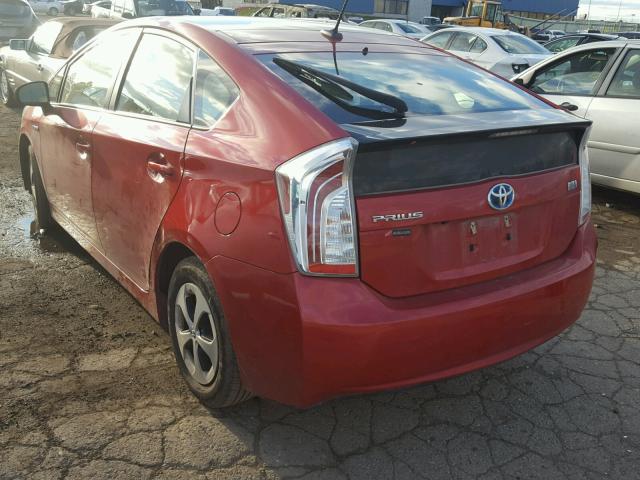 JTDKN3DU5D5691303 - 2013 TOYOTA PRIUS RED photo 3