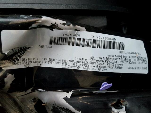 4S4BP61C077333991 - 2007 SUBARU LEGACY OUT BLACK photo 10