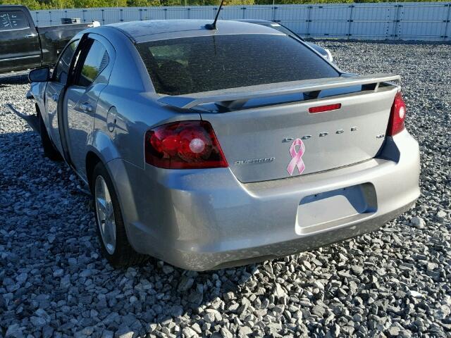 1C3CDZCBXDN628745 - 2013 DODGE AVENGER SX SILVER photo 3