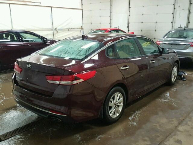 5XXGT4L39GG025670 - 2016 KIA OPTIMA LX MAROON photo 4