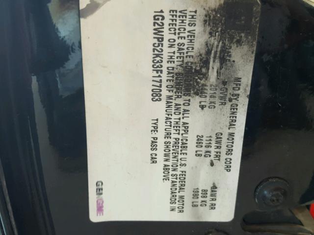 1G2WP52K33F177083 - 2003 PONTIAC GRAND PRIX BLACK photo 10