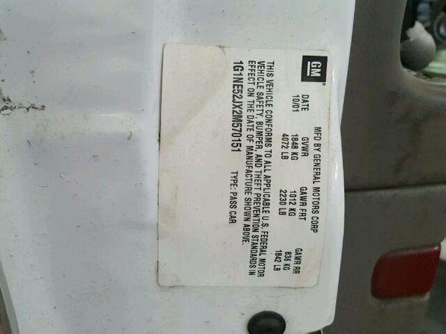 1G1NE52JX2M570151 - 2002 CHEVROLET MALIBU LS Ağ foto 10