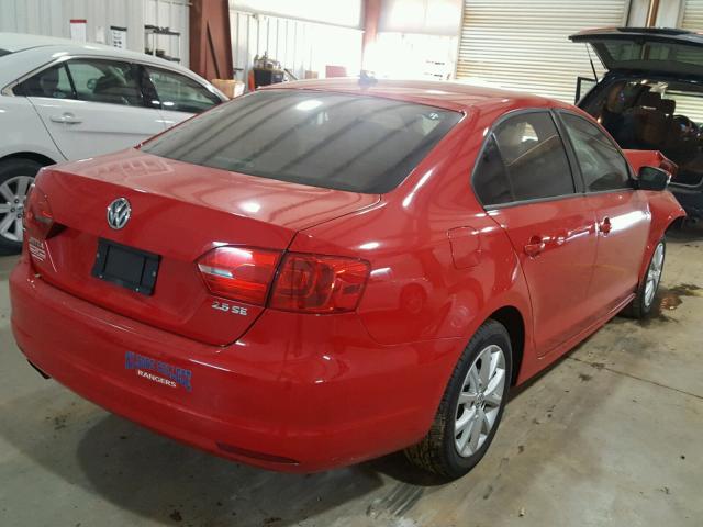 3VWDX7AJ2CM362231 - 2012 VOLKSWAGEN JETTA SE RED photo 4