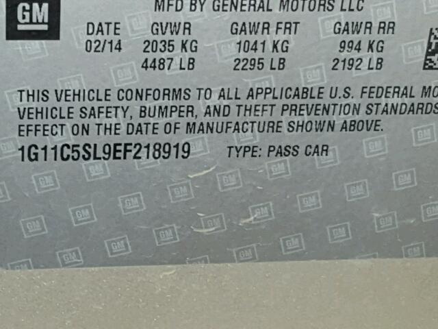 1G11C5SL9EF218919 - 2014 CHEVROLET MALIBU 1LT 棕色 照片 10