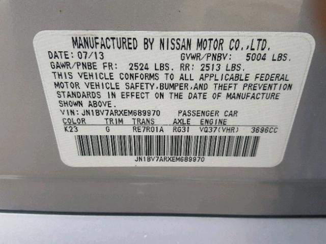 JN1BV7ARXEM689970 - 2014 INFINITI Q50 BASE BLACK photo 10