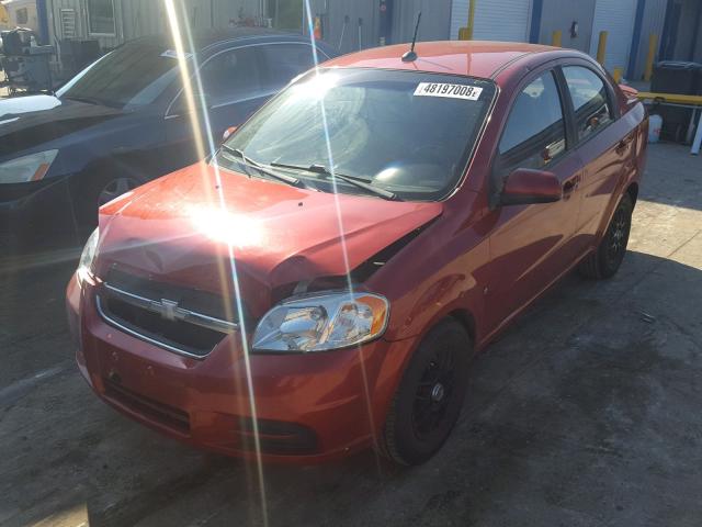 KL1TD56E19B665208 - 2009 CHEVROLET AVEO LS RED photo 2