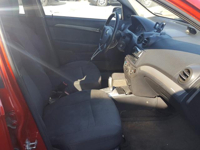 KL1TD56E19B665208 - 2009 CHEVROLET AVEO LS RED photo 5
