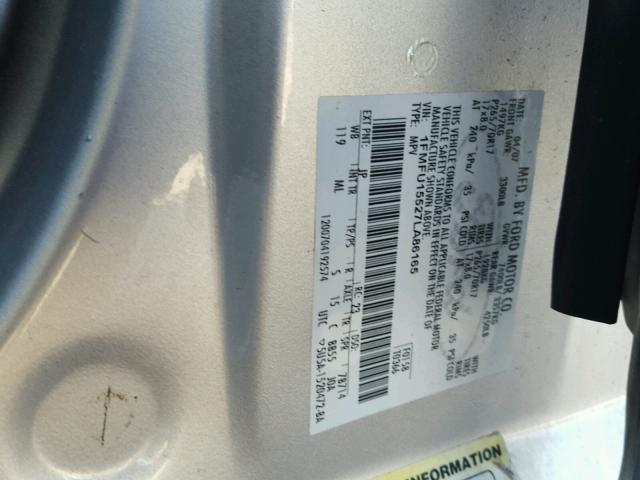 1FMFU15527LA86165 - 2007 FORD EXPEDITION SILVER photo 10