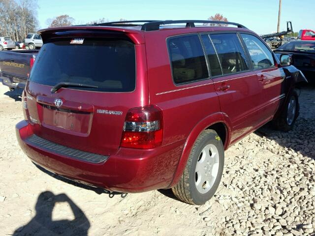 JTEEP21AX40049647 - 2004 TOYOTA HIGHLANDER BURGUNDY photo 4