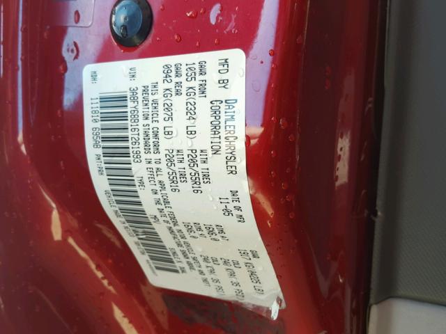 3A8FY68B16T261993 - 2006 CHRYSLER PT CRUISER RED photo 10