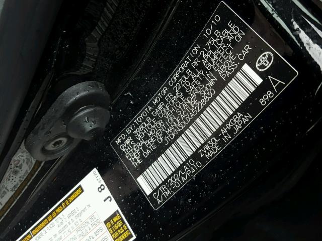 JTDKN3DUXA5228830 - 2010 TOYOTA PRIUS 黑色 照片 10