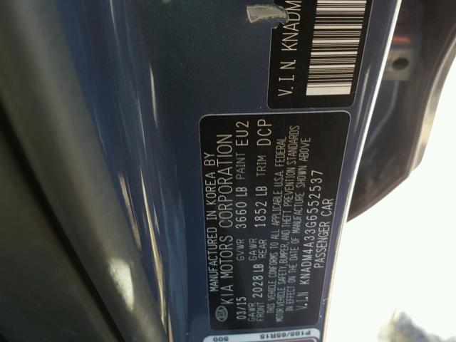KNADM4A33G6552537 - 2016 KIA RIO LX Կապույտ լուսանկար 10