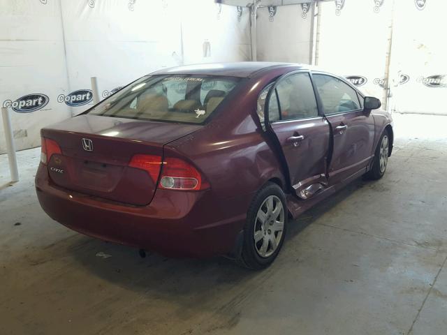 1HGFA16506L023299 - 2006 HONDA CIVIC LX BURGUNDY photo 4