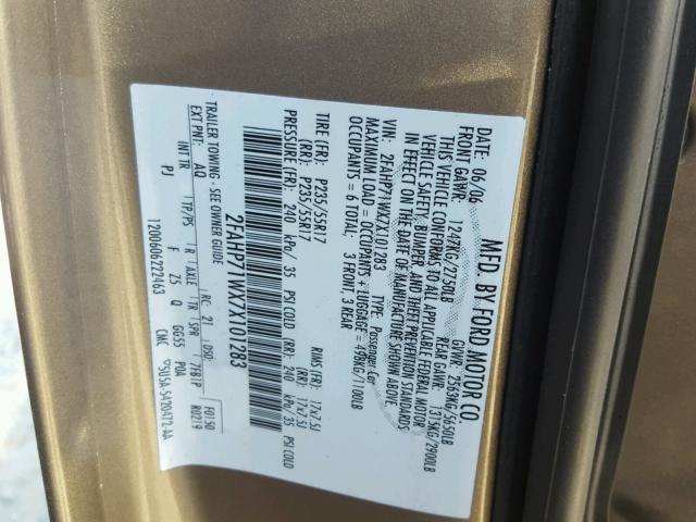 2FAHP71WX7X101283 - 2007 FORD CROWN VICT TAN photo 10