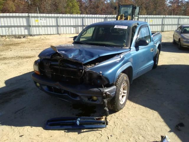 1D7HL38N13S226106 - 2003 DODGE DAKOTA QUA BLUE photo 2