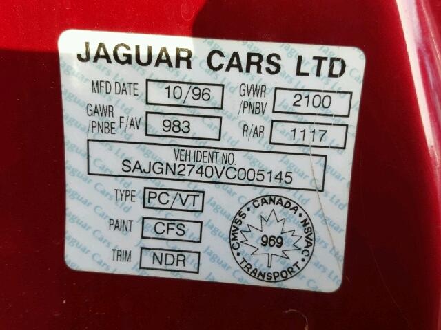 SAJGN2740VC005145 - 1997 JAGUAR XK8 RED photo 10