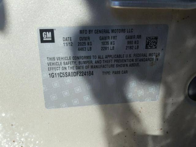 1G11C5SA0DF224184 - 2013 CHEVROLET MALIBU 1LT TAN photo 10