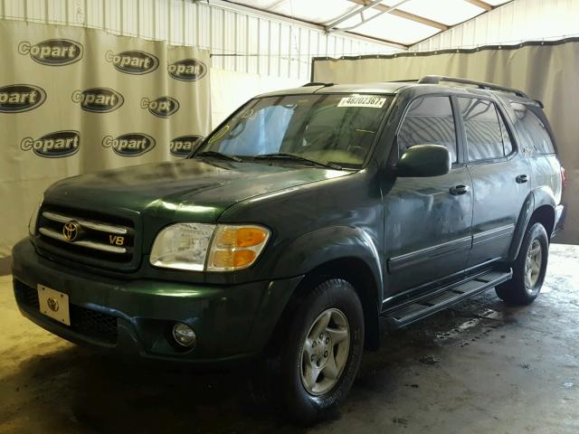 5TDZT38A12S135999 - 2002 TOYOTA SEQUOIA LI GREEN photo 2