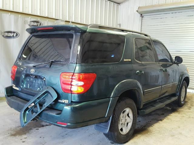 5TDZT38A12S135999 - 2002 TOYOTA SEQUOIA LI GREEN photo 4