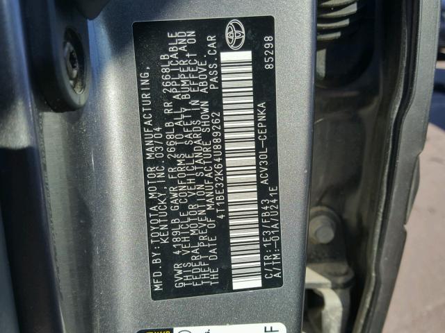 4T1BE32K64U889262 - 2004 TOYOTA CAMRY LE Grün Foto 10