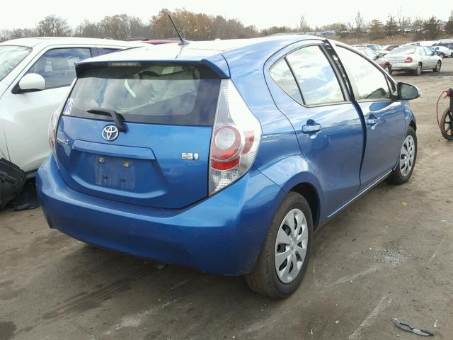 JTDKDTB34D1052995 - 2013 TOYOTA PRIUS C BLUE photo 4