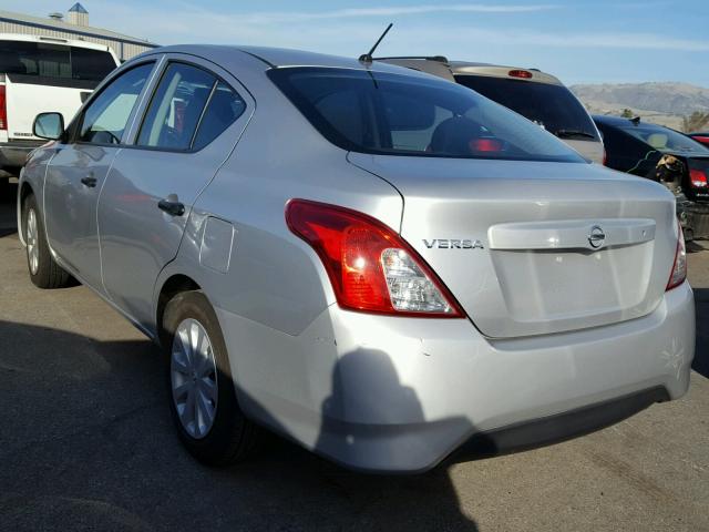 3N1CN7AP7FL819122 - 2015 NISSAN VERSA S SILVER photo 3