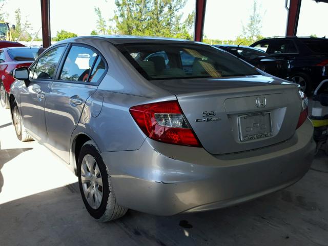 19XFB2F53CE099296 - 2012 HONDA CIVIC LX GRAY photo 3