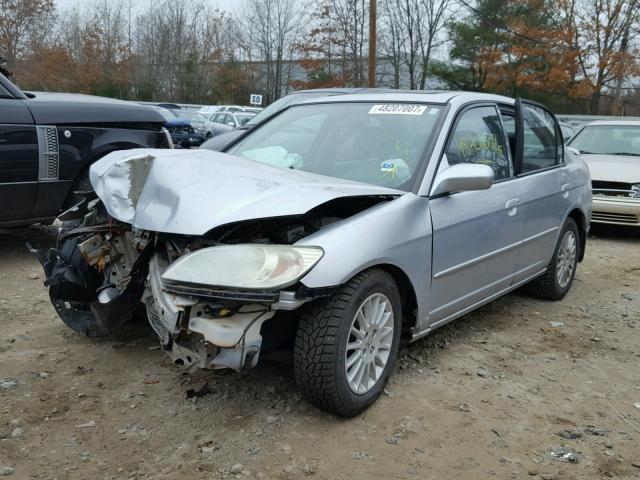 2HGES26795H540385 - 2005 HONDA CIVIC EX SILVER photo 2