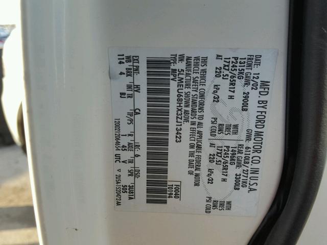 5LMEU68HX3ZJ13423 - 2003 LINCOLN AVIATOR 白色 照片 10