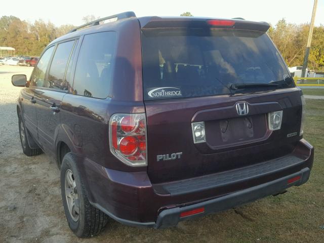 2HKYF18697H509713 - 2007 HONDA PILOT EXL PURPLE photo 3