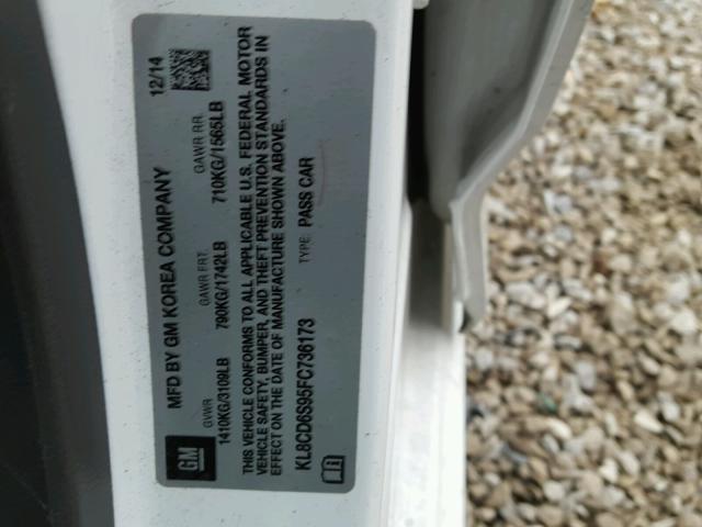 KL8CD6S95FC736173 - 2015 CHEVROLET SPARK 1LT Белый фото 10