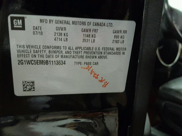 2G1WC5EM9B1113634 - 2011 CHEVROLET IMPALA LTZ BLACK photo 10