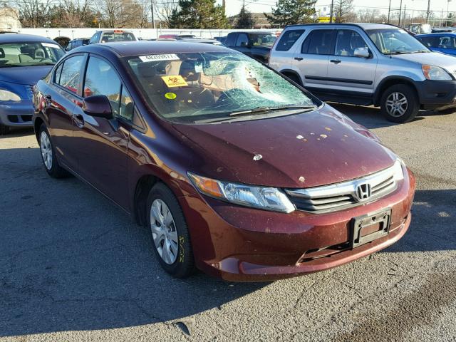 19XFB2F52CE077886 - 2012 HONDA CIVIC LX BURGUNDY photo 1