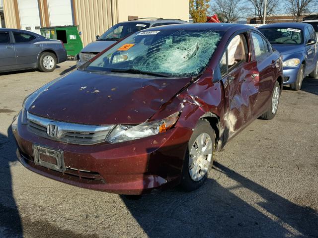 19XFB2F52CE077886 - 2012 HONDA CIVIC LX BURGUNDY photo 2