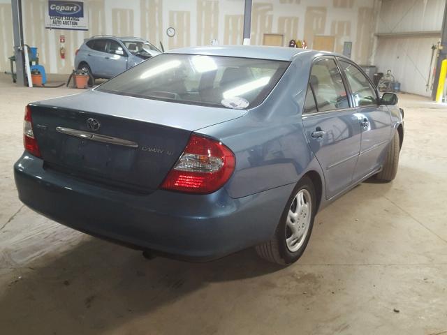 4T1BE30K12U620151 - 2002 TOYOTA CAMRY LE BLUE photo 4