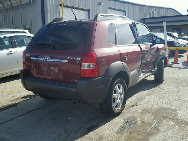 KM8JN72D95U141336 - 2005 HYUNDAI TUCSON GLS RED photo 4